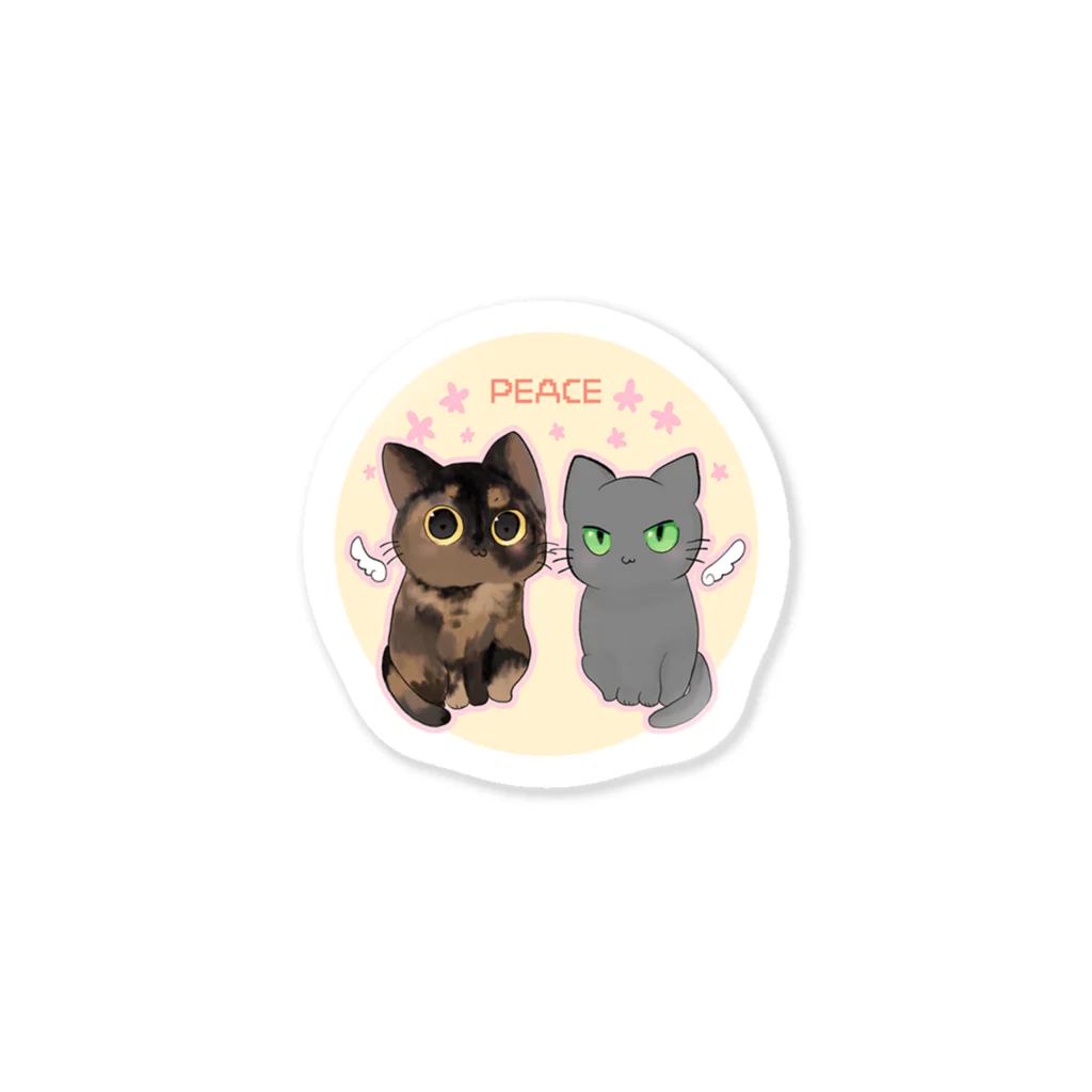 ねこほうチャンネル公式グッズのハムモモ平和チームステッカー Sticker