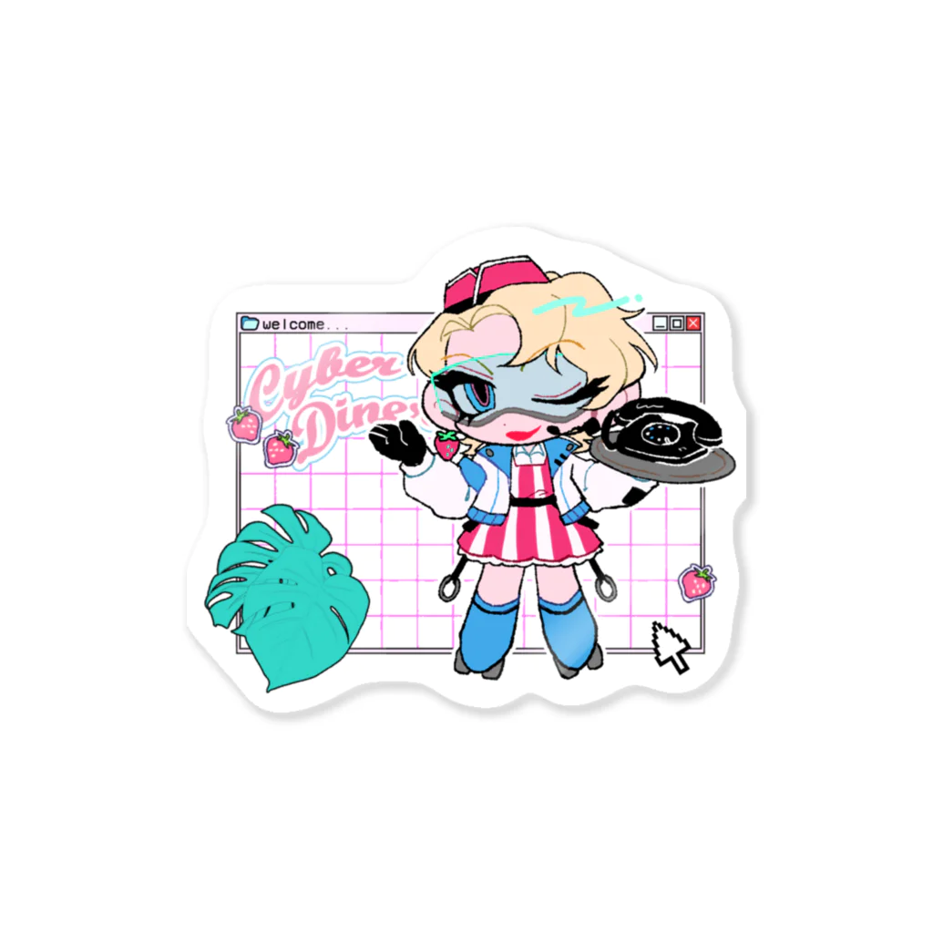 カワハギのCyber🍓Diner Sticker