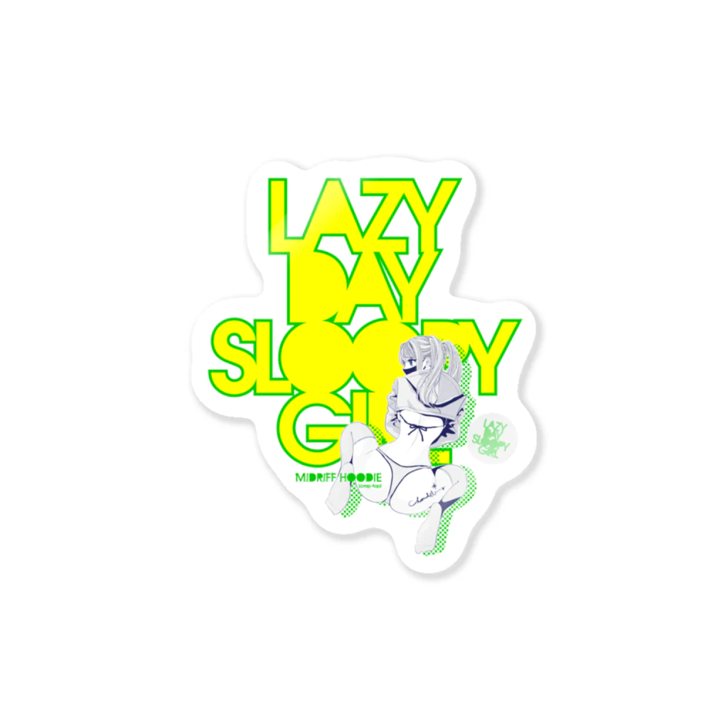 loveclonesのLAZY DAY SLOOPY GIRL 0573 パーカー女子 エロポップ ロゴ ステッカー