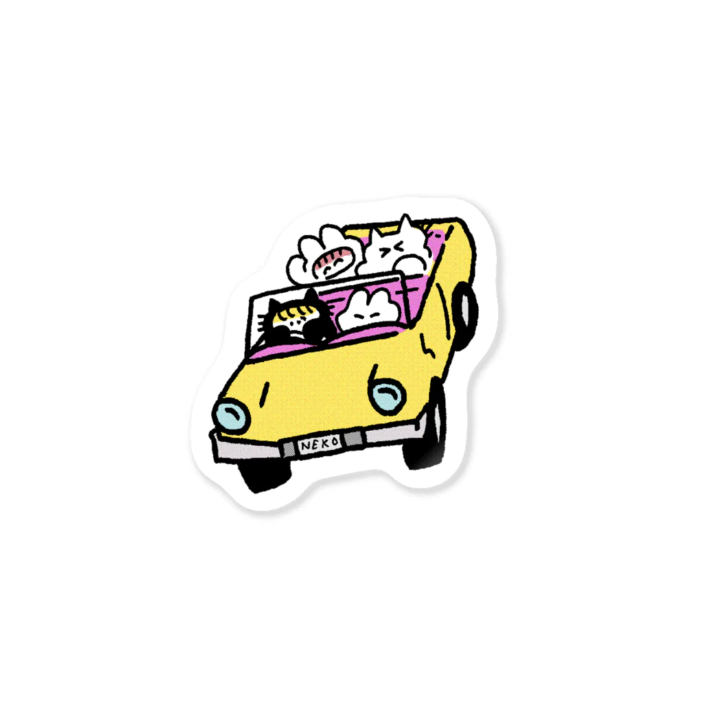 偽装出社のオープンカーねこうさズ Sticker