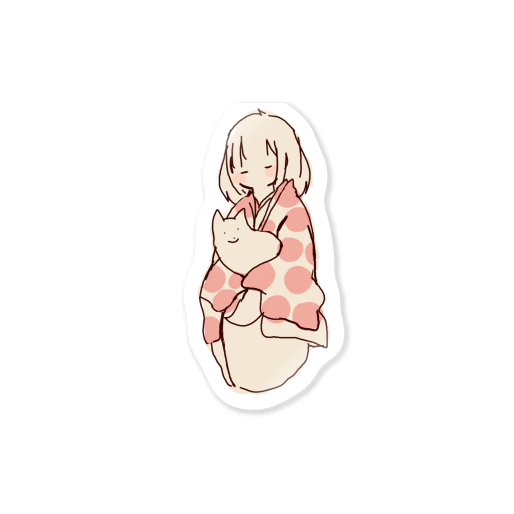 こやこ屋のきつねさんを抱く女の子 Sticker