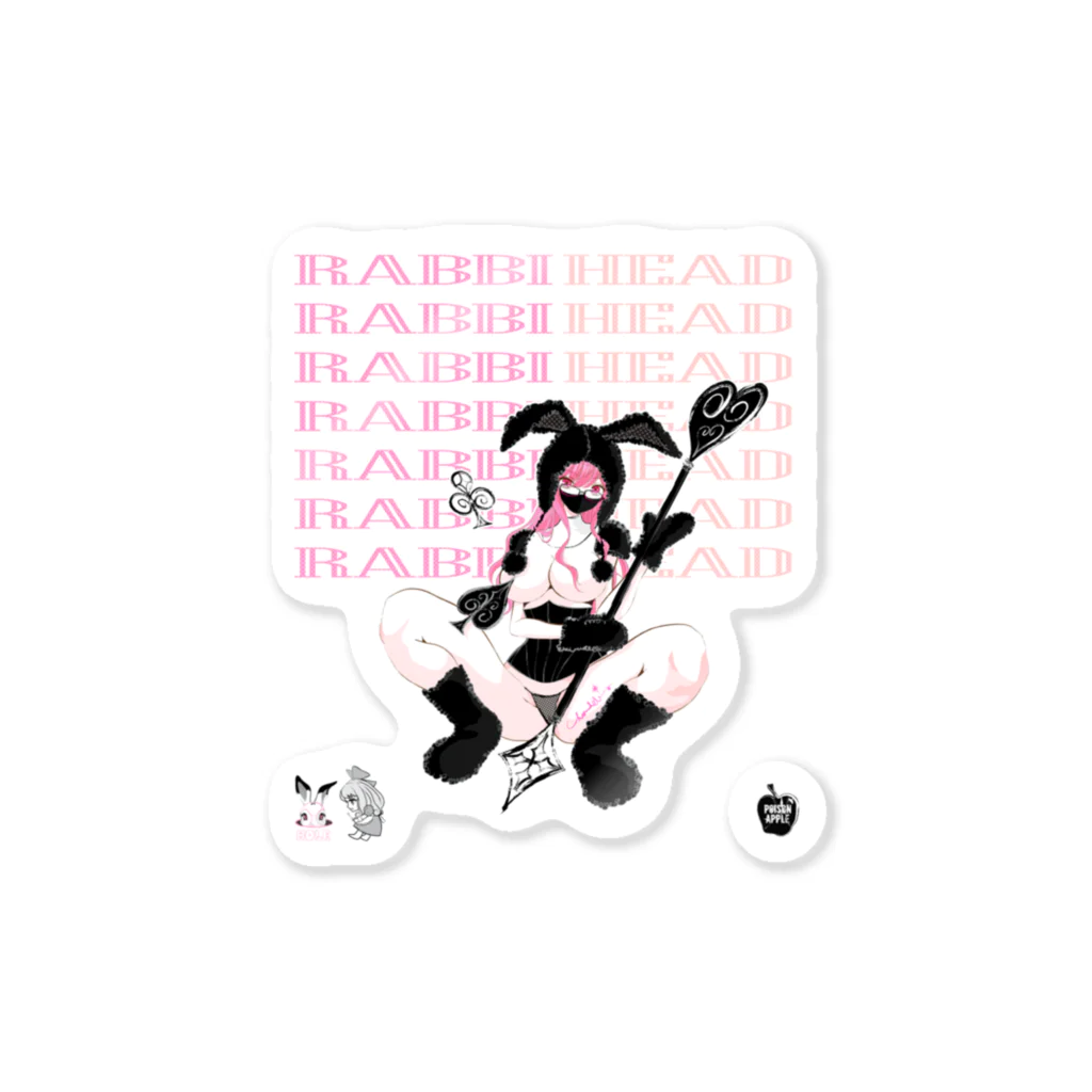 loveclonesのRABBIHEAD 黒ラビ2号 ウサギの国のエロポップ Sticker