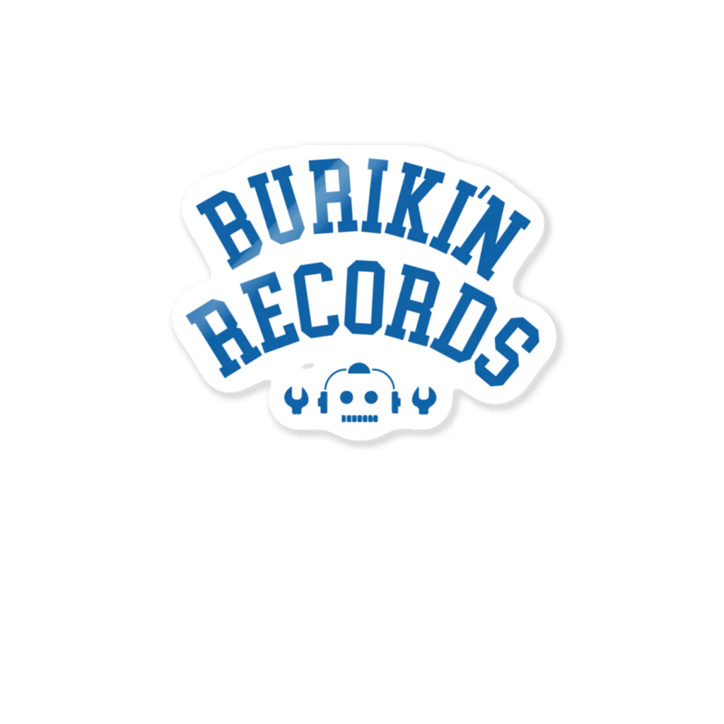 BURIKI'N RECORDSのブリキン定番ロゴ(スモーキーブルー小） Sticker