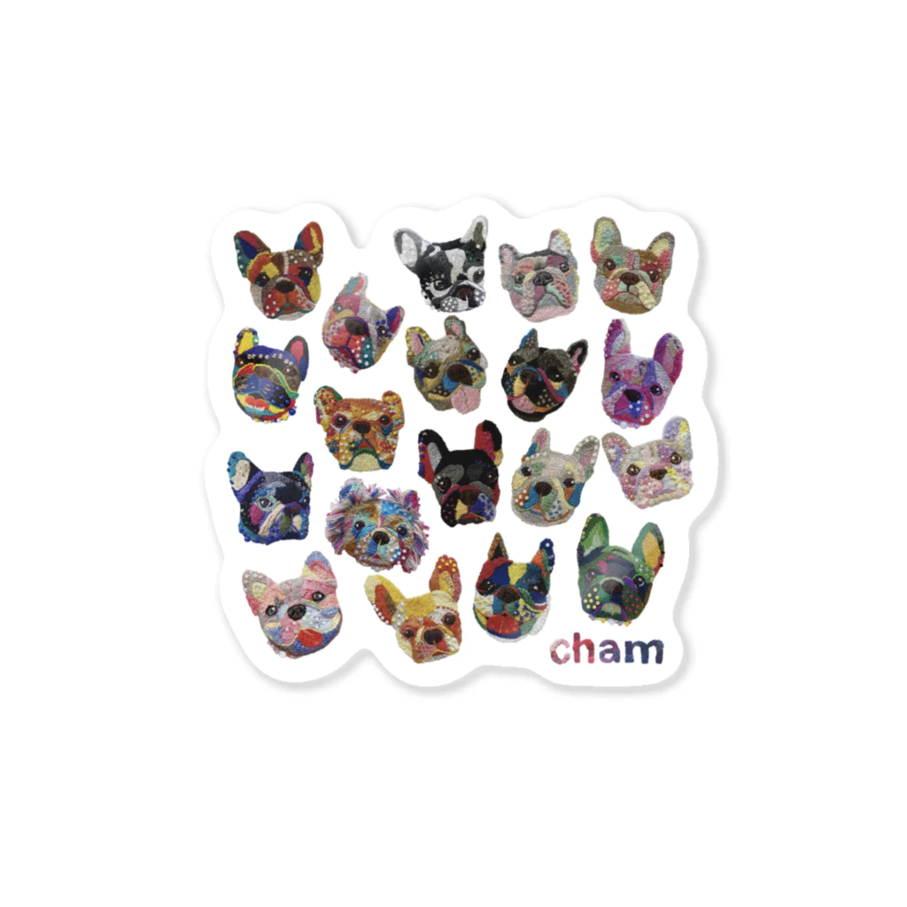 刺しゅうやchamのカラフルうちのこ刺しゅうプリント(フレブル) Sticker