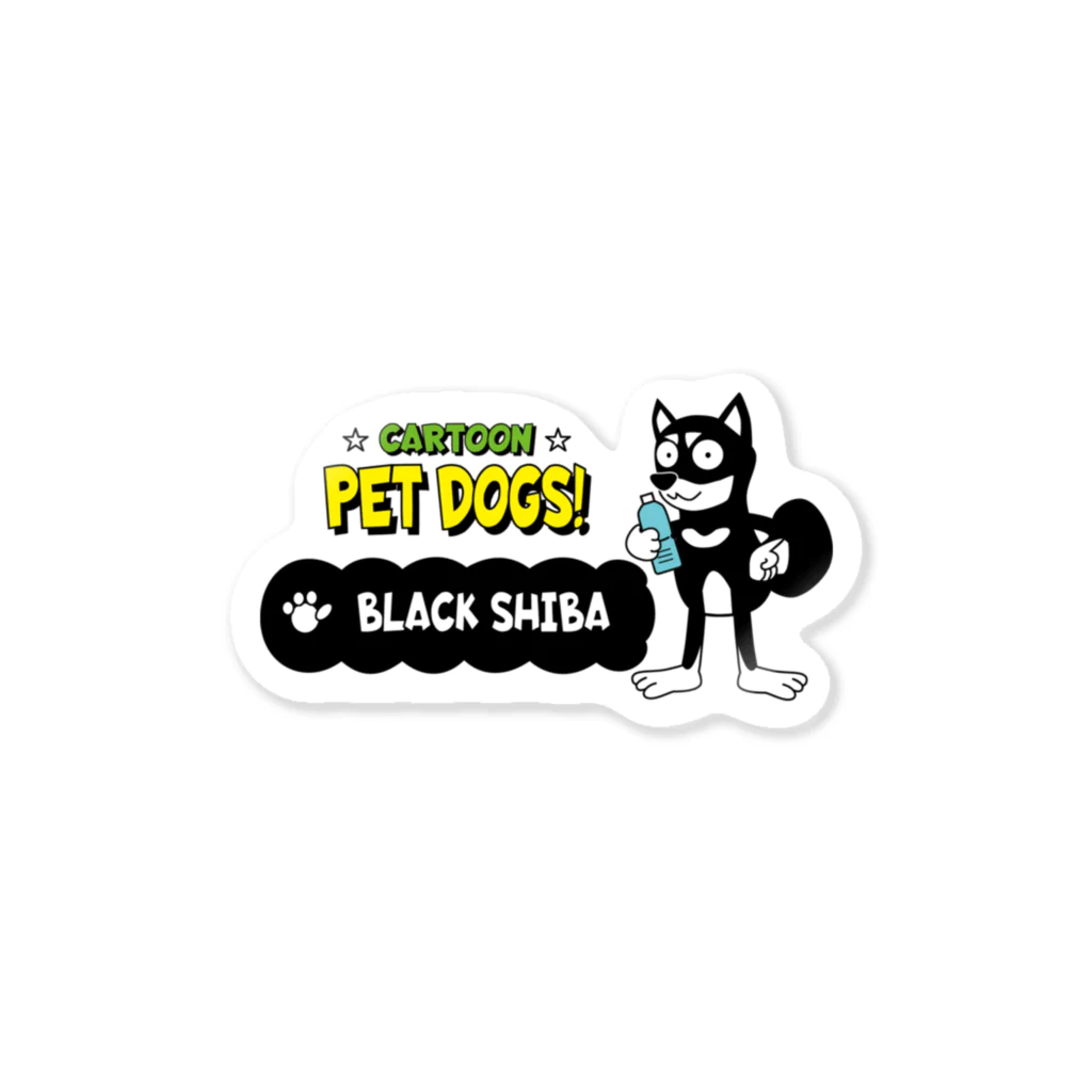 CARTOON PETDOGSの【112M】C･PETDOGS『Black Shiba』ステッカー(ボトル用） Sticker