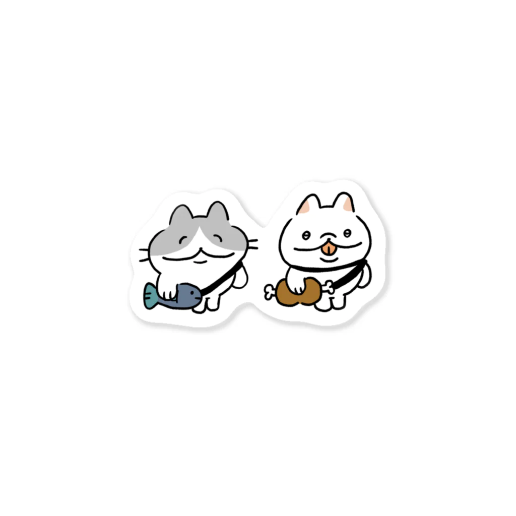 おむすび屋のねこいぬポシェット Sticker