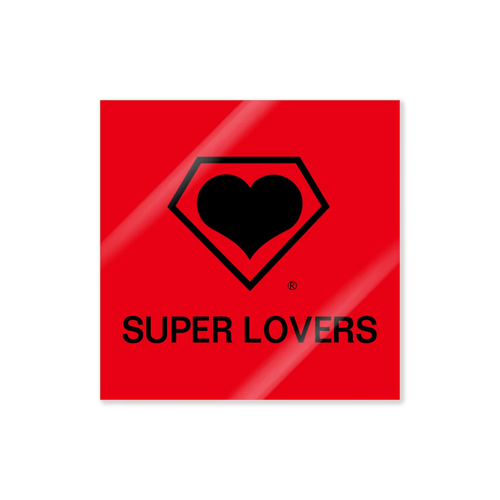 SUPER LOVERS co,ltdのSUPER LOVERS 90s スクールロゴ　赤 ステッカー