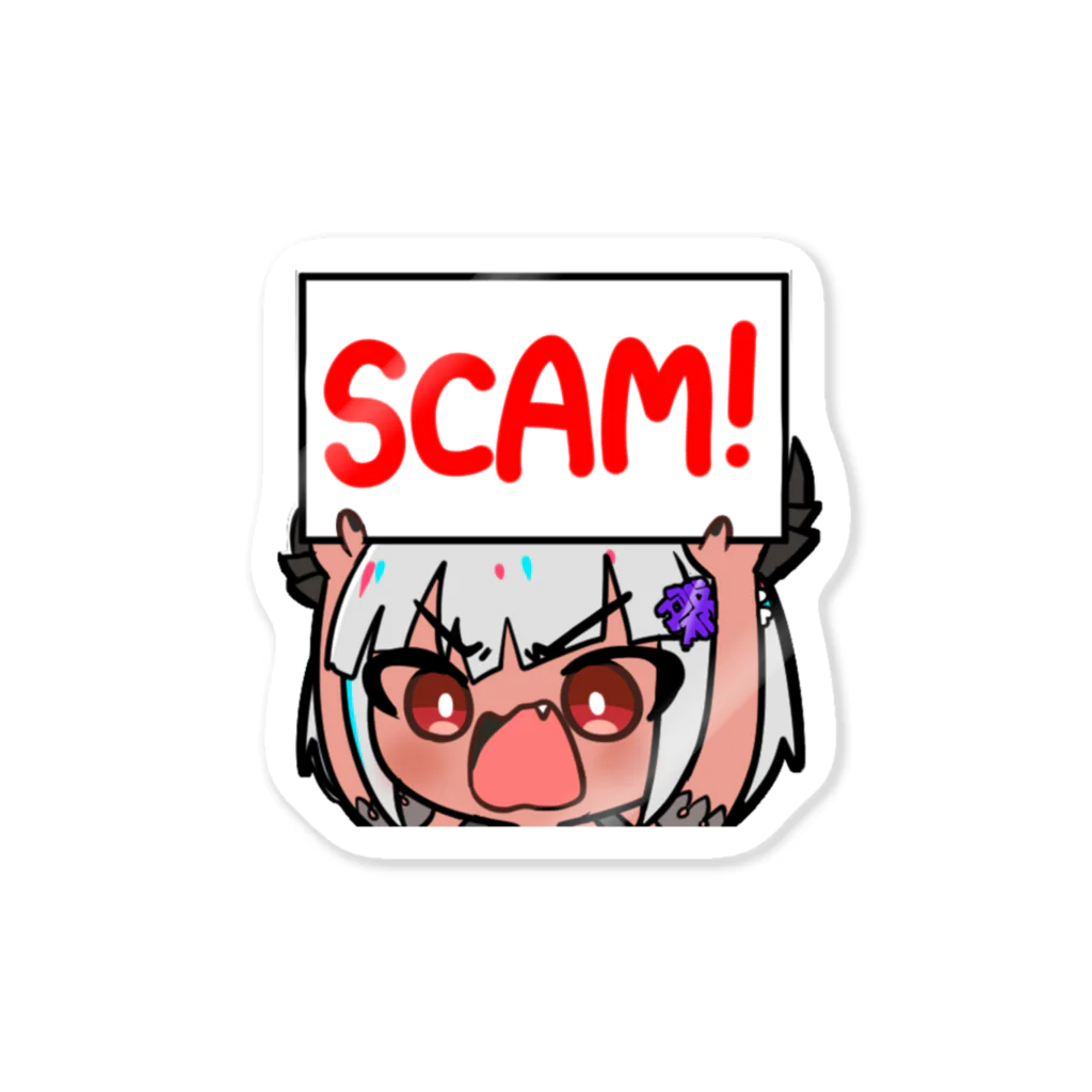 MEGAMIオフィシャルグッズショップ SUZURI支店のDevil "SCAM ALERT!" Sticker