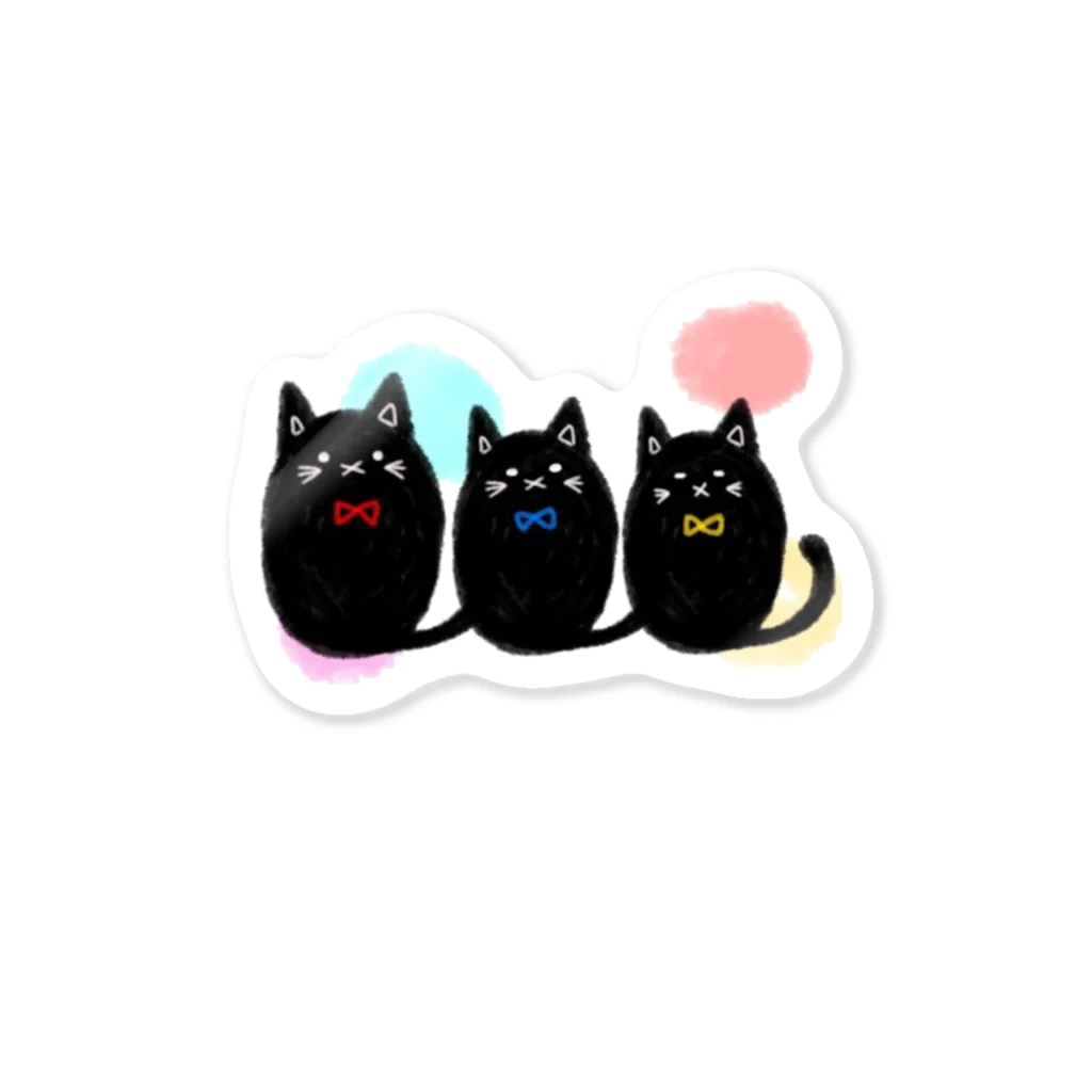 neko_no_kuniの幸せを運ぶ黒猫ちゃん（みゅー・みに・ょん） ステッカー