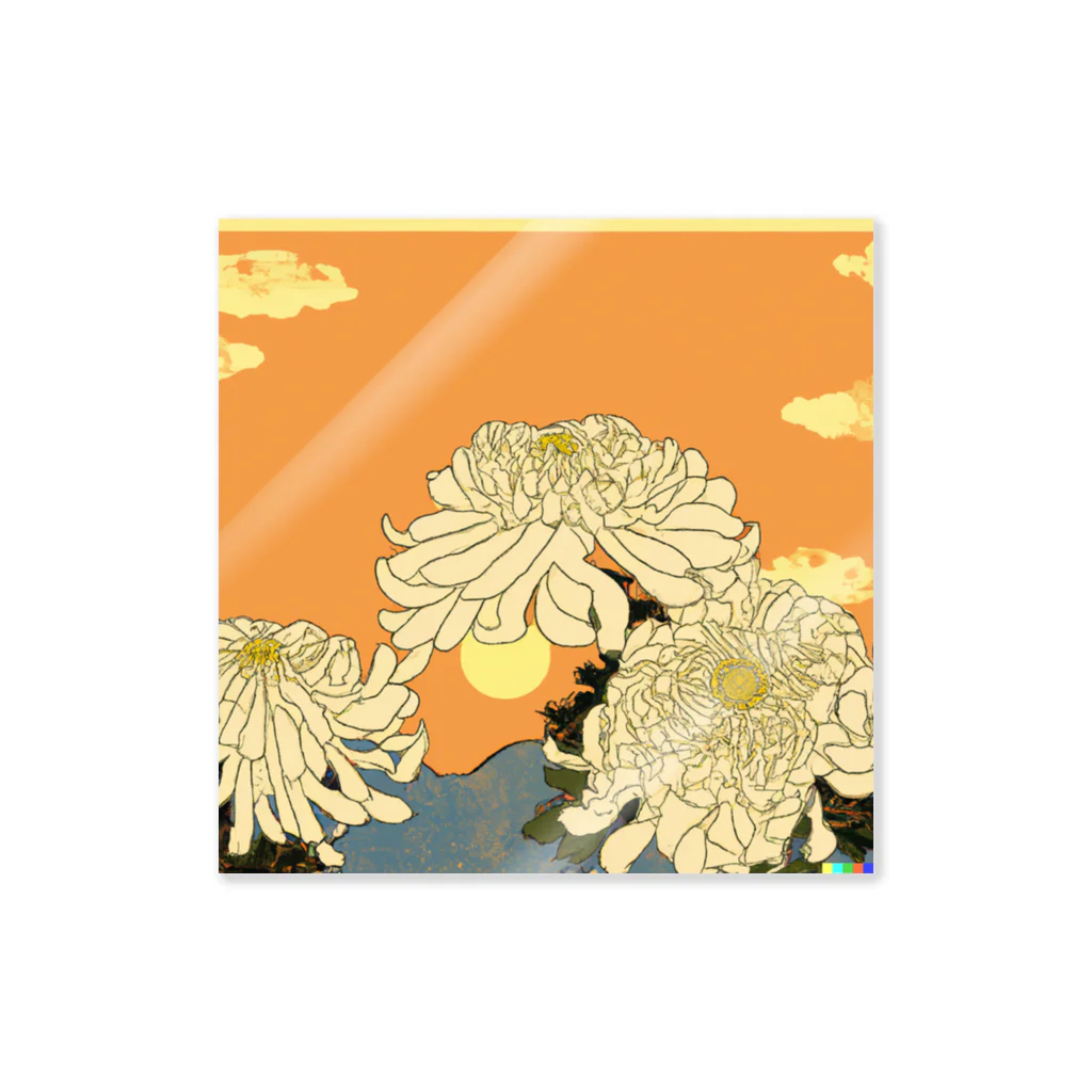 Spirit of 和の夕焼けに咲く菊 ステッカー