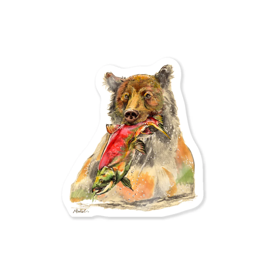 Ooazamukae stationeryのsalmon bare Sticker