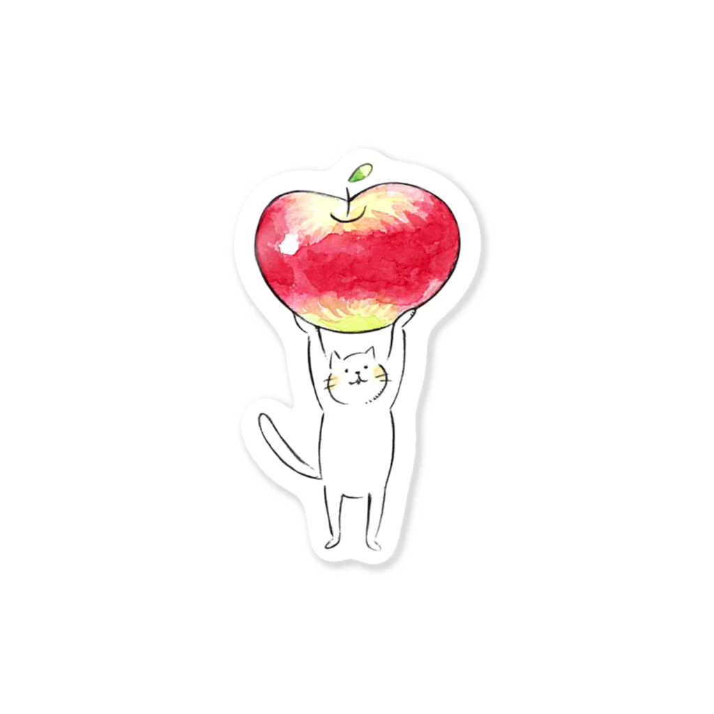 八雲堂のリンゴあげる猫 Sticker