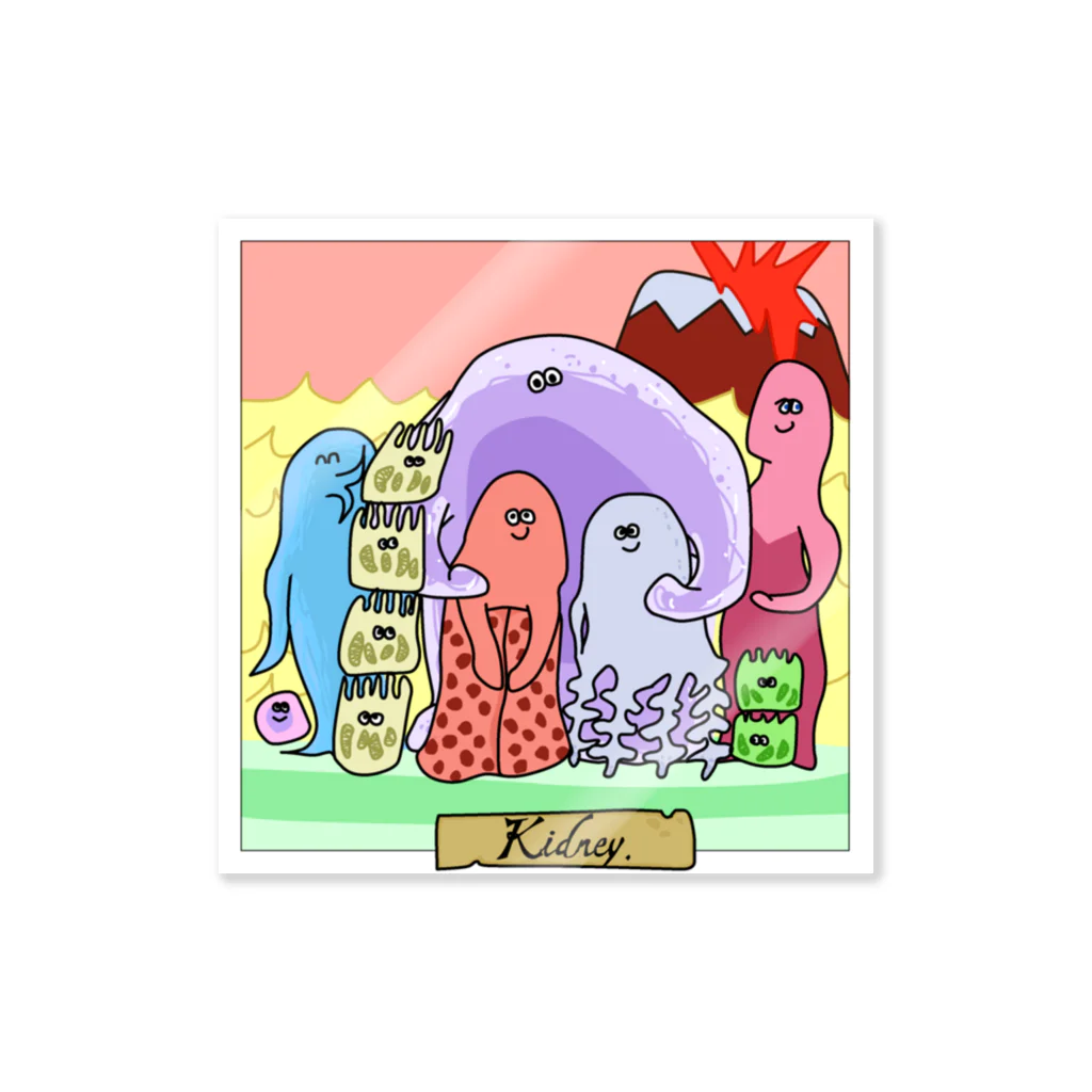 ポドサイトくん/ Podocyte-kunの腎臓家族写真 Sticker