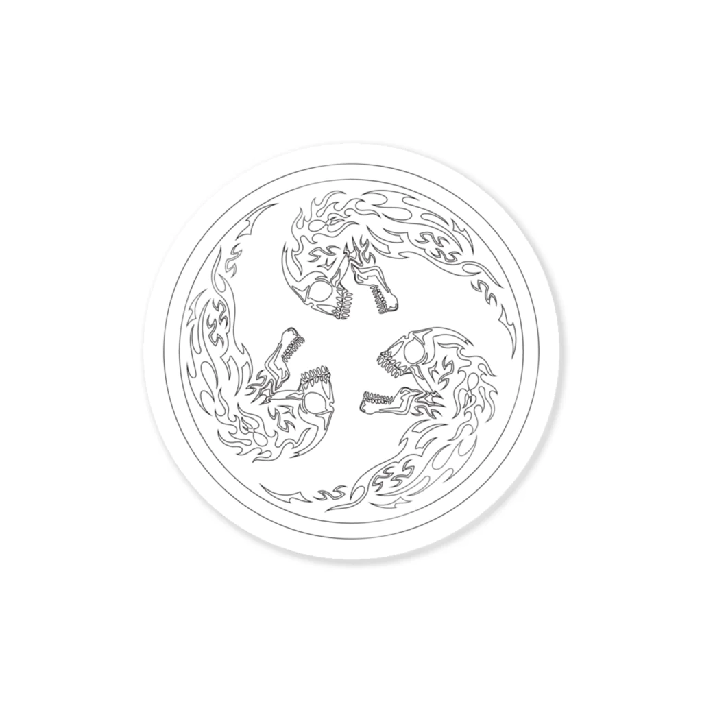 Ａ’ｚｗｏｒｋＳの丸に合わせ三つ髑髏 黒枠白（オリジナル家紋シリーズ） Sticker