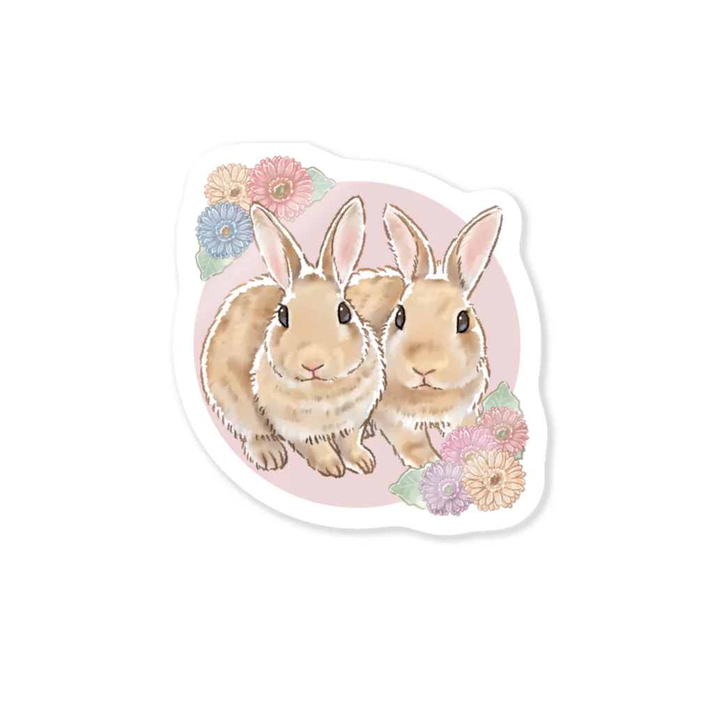 卯月まめのもふもふイラスト屋さんの4：I LOVE RABBIT(ネザーランドドワーフ) Sticker