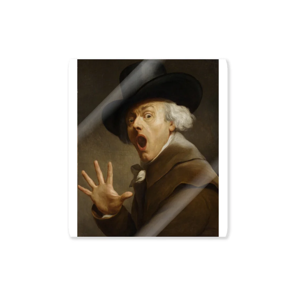 世界の絵画アートグッズのジョゼフ・デュクルー《自画像（驚き）》 Sticker
