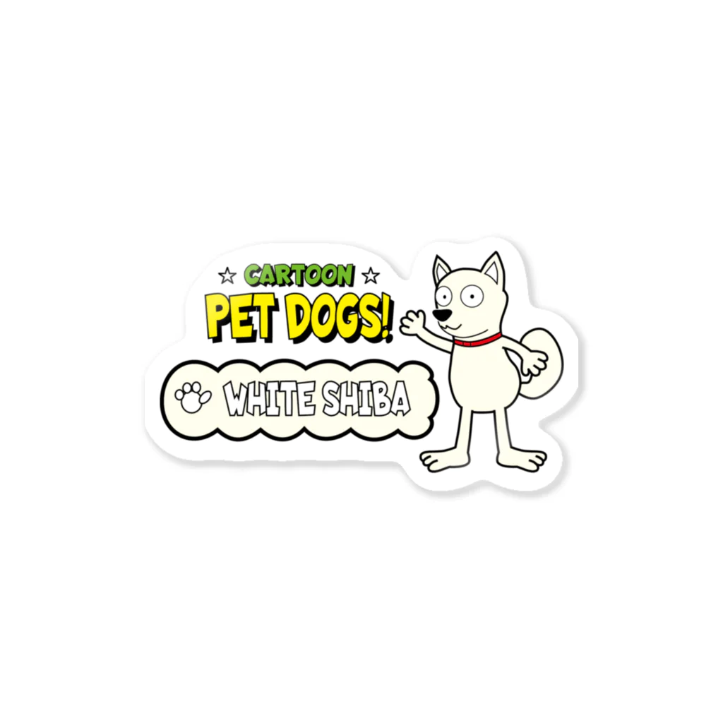 CARTOON PETDOGSの【1103M】C･PETDOGS『White Shiba』ステッカー Sticker