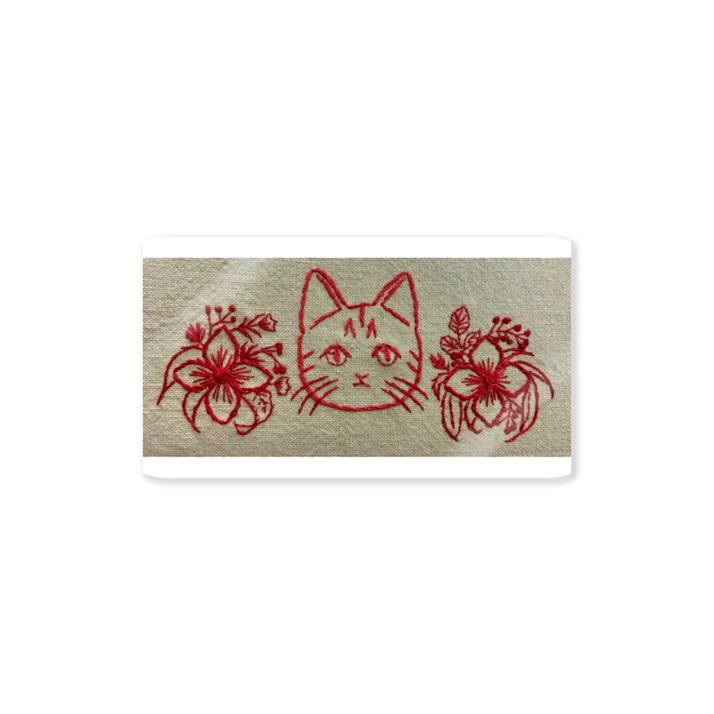 juichi_sewingの手刺繍ねこ ステッカー