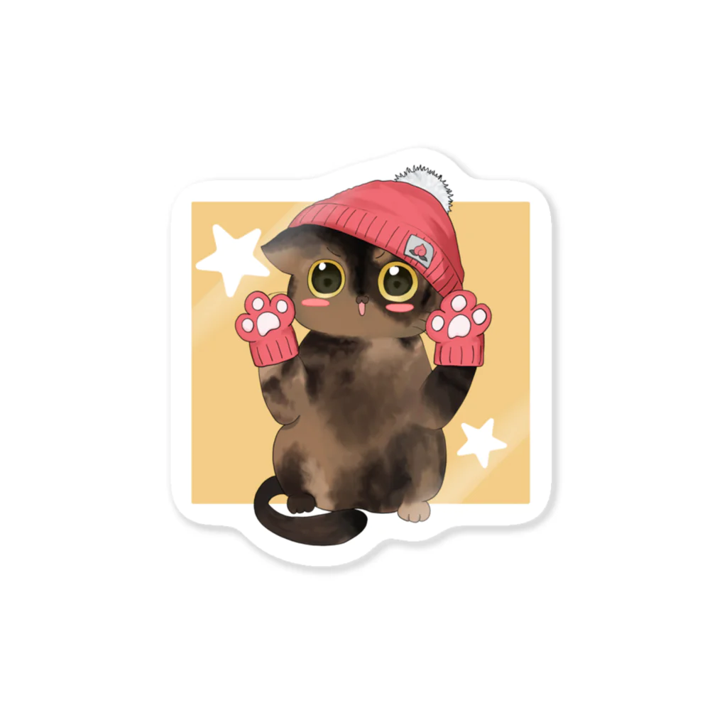 ねこほうチャンネル公式グッズの冬手袋モモちゃん Sticker