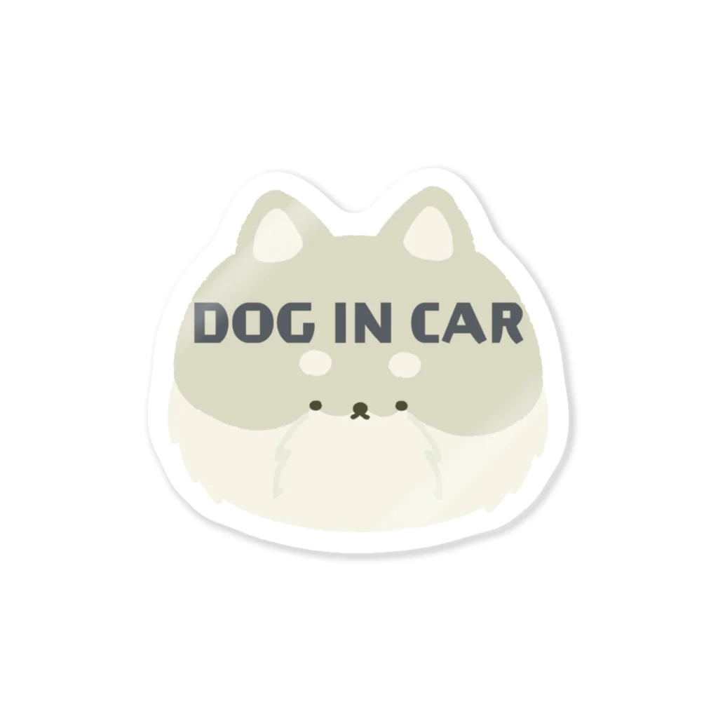 3本しっぽのビションフリーゼのDOG IN CAR 三日月しっぽの柴犬(白柴) Sticker