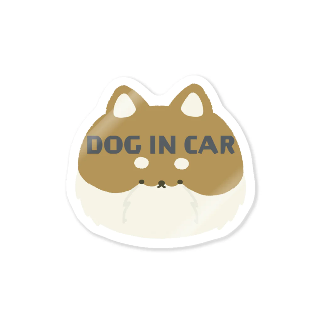 3本しっぽのビションフリーゼのDOG IN CAR 三日月しっぽの柴犬(茶色柴) Sticker