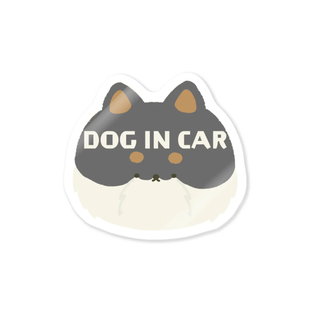 3本しっぽのビションフリーゼのDOG IN CAR 三日月しっぽの柴犬(黒柴) 스티커