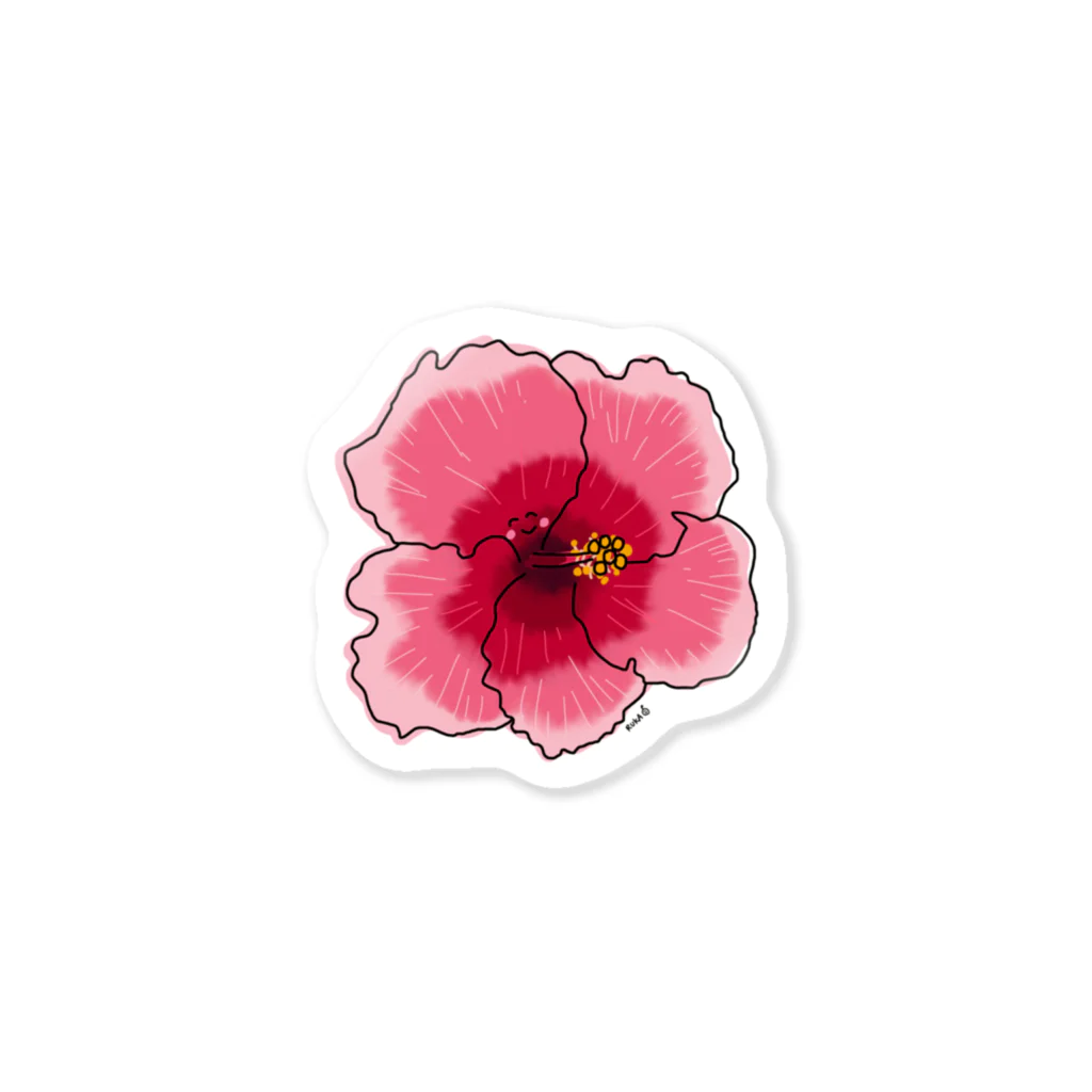 rukappleのピンクハイビスカス　Pink Hibiscus Sticker