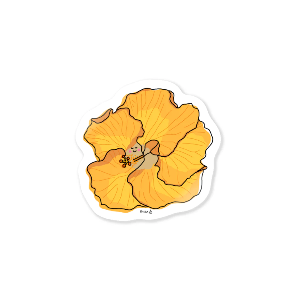 rukappleのオレンジハイビスカス　Orange Hibiscus Sticker