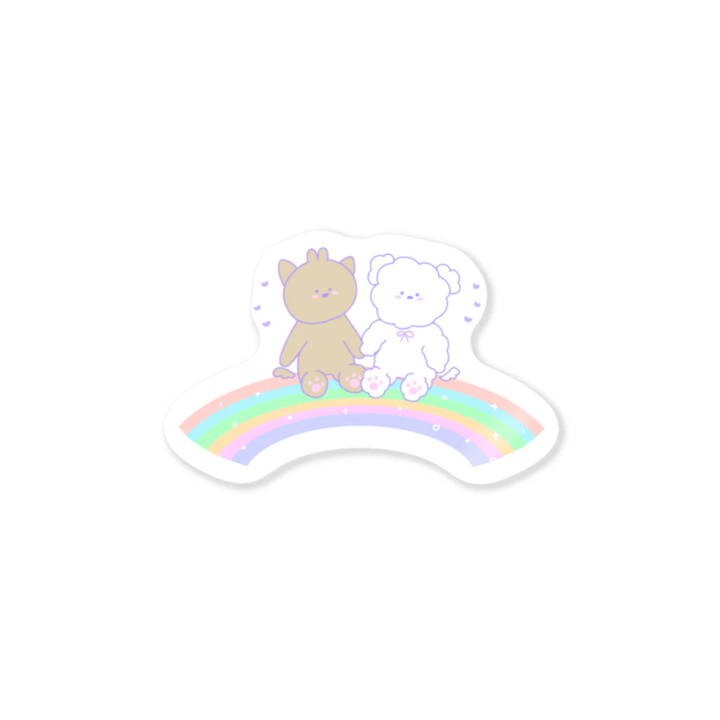 ふわふわポメラニアンちゃんのふわふわレインボーちゃん Sticker