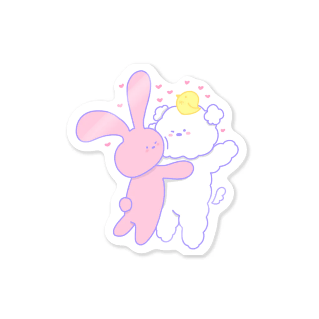 ふわふわポメラニアンちゃんのふわふわうさぎちゃん Sticker