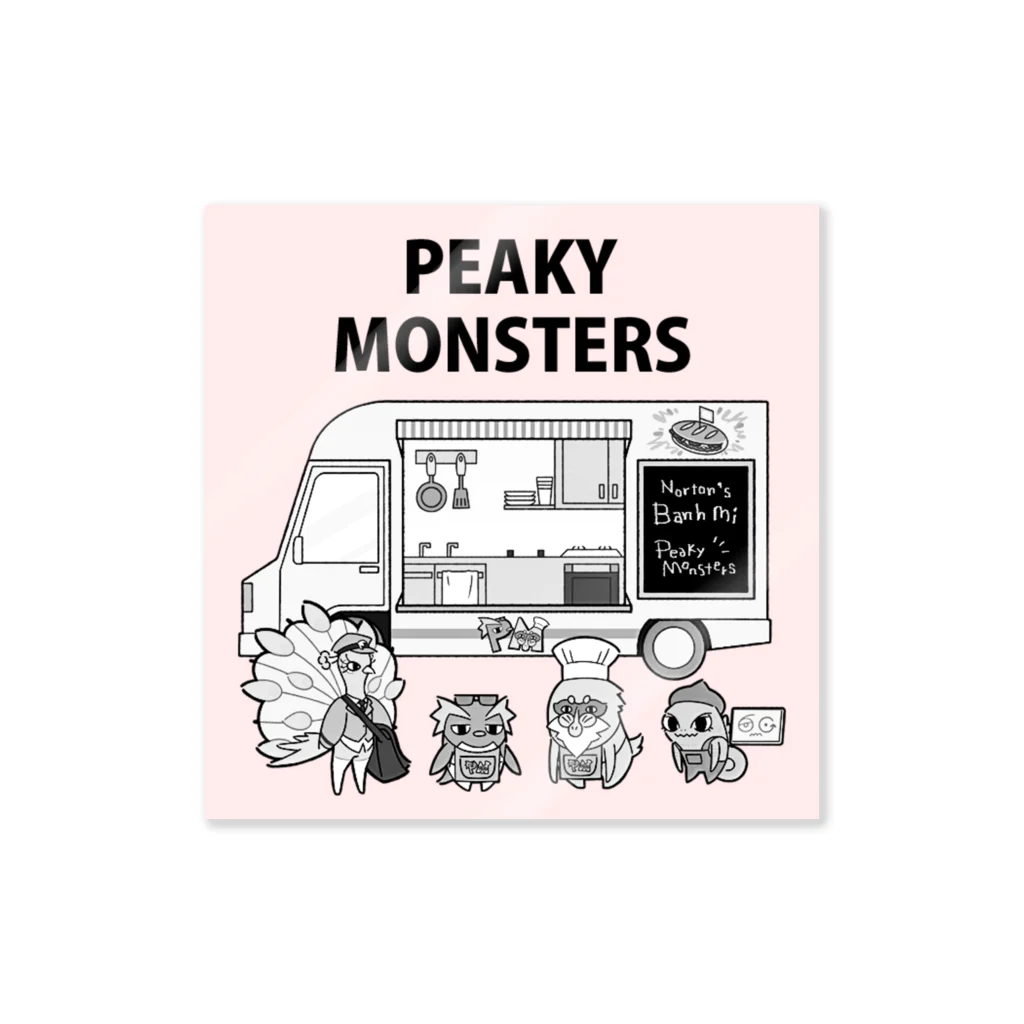 ピーキーモンスターズ【PeakyMonsters】ピキモングッズ公式ショップのモノクロピンク(ステッカー)ピキモンキッチンカーシリーズ ステッカー
