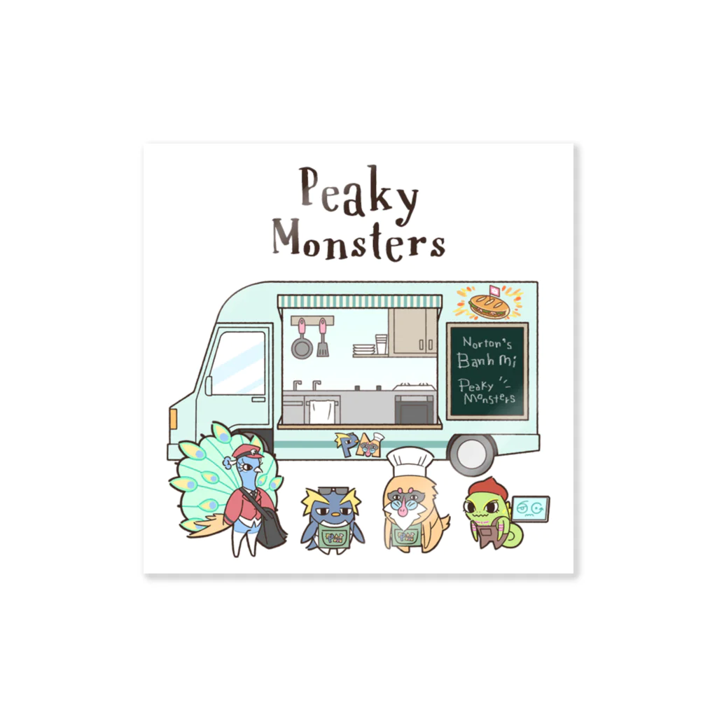 ピーキーモンスターズ【PeakyMonsters】ピキモングッズ公式ショップのグループショット(ステッカー)ピキモンキッチンカーシリーズ Sticker