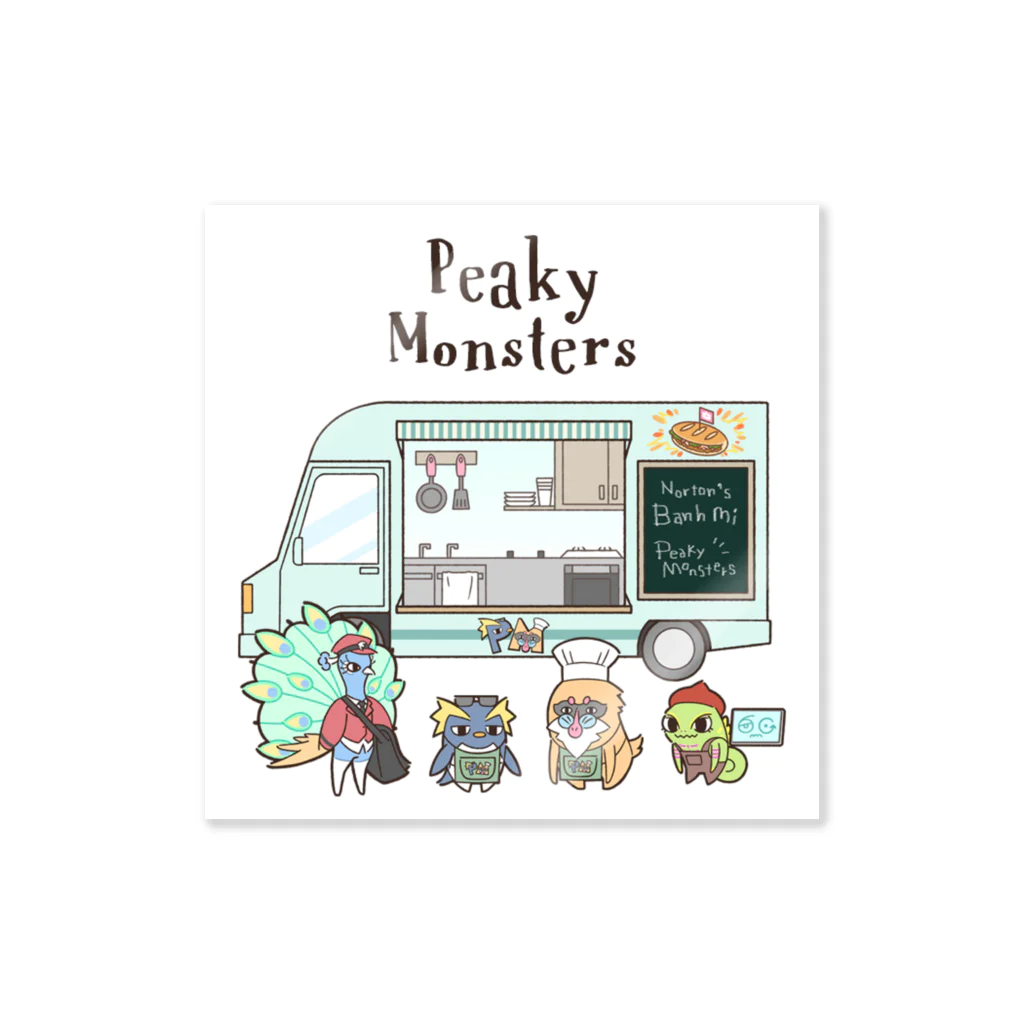 ピーキーモンスターズ【PeakyMonsters】ピキモングッズ公式ショップのグループショット(ステッカー)ピキモンキッチンカーシリーズ ステッカー