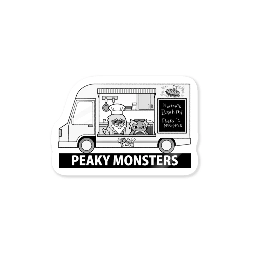 ピーキーモンスターズ【PeakyMonsters】ピキモングッズ公式ショップのピキモン号モノクロ(ステッカー)キッチンカーシリーズ ステッカー