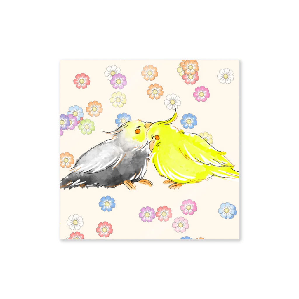 オカ愛のオカメインコ（花） Sticker