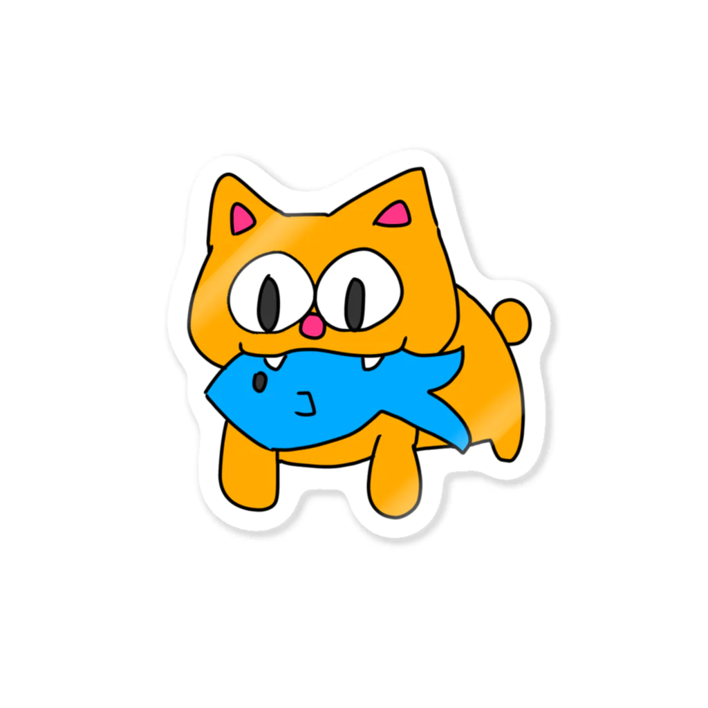 ねこまんまのさかなくわえたねこ Sticker