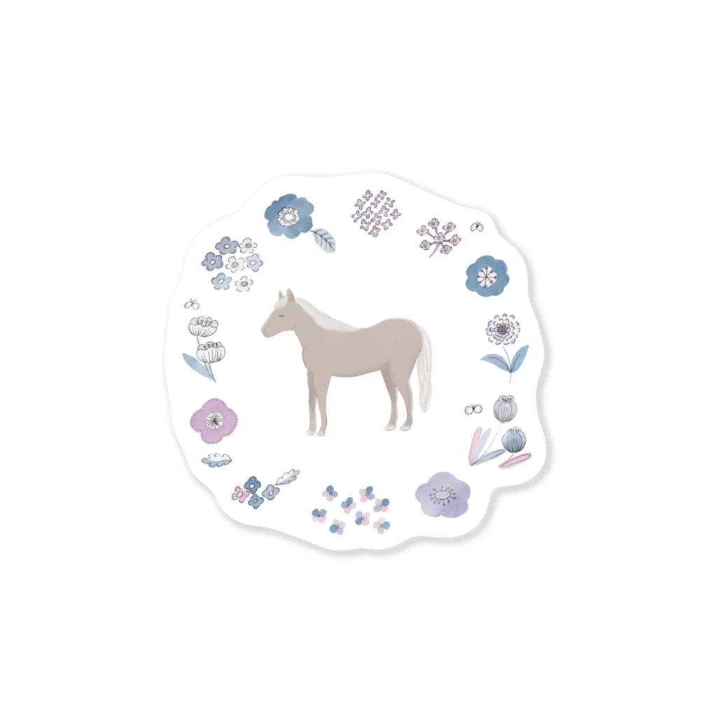 umaumaの花飾りの馬 Sticker