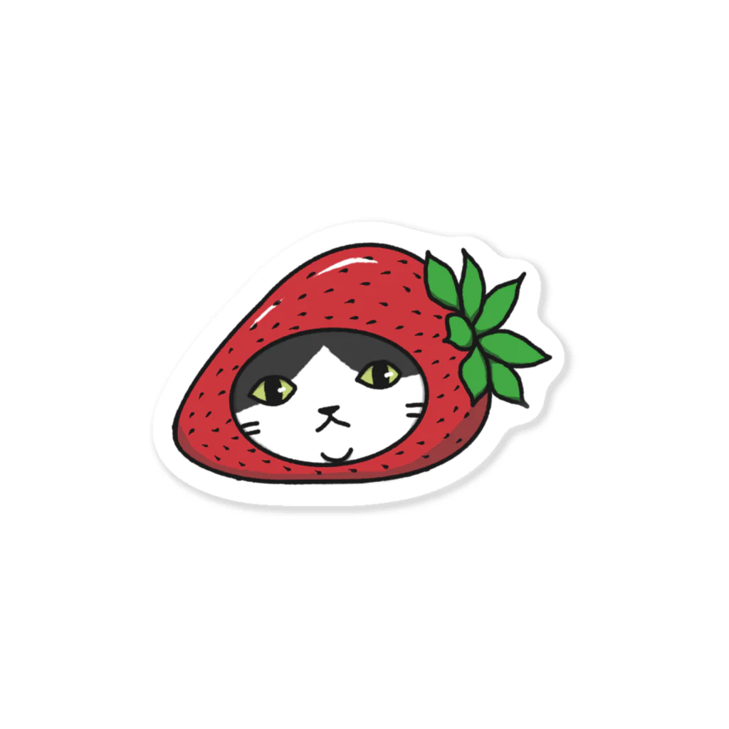 向日葵きのこのいちご猫（顔のみ） Sticker