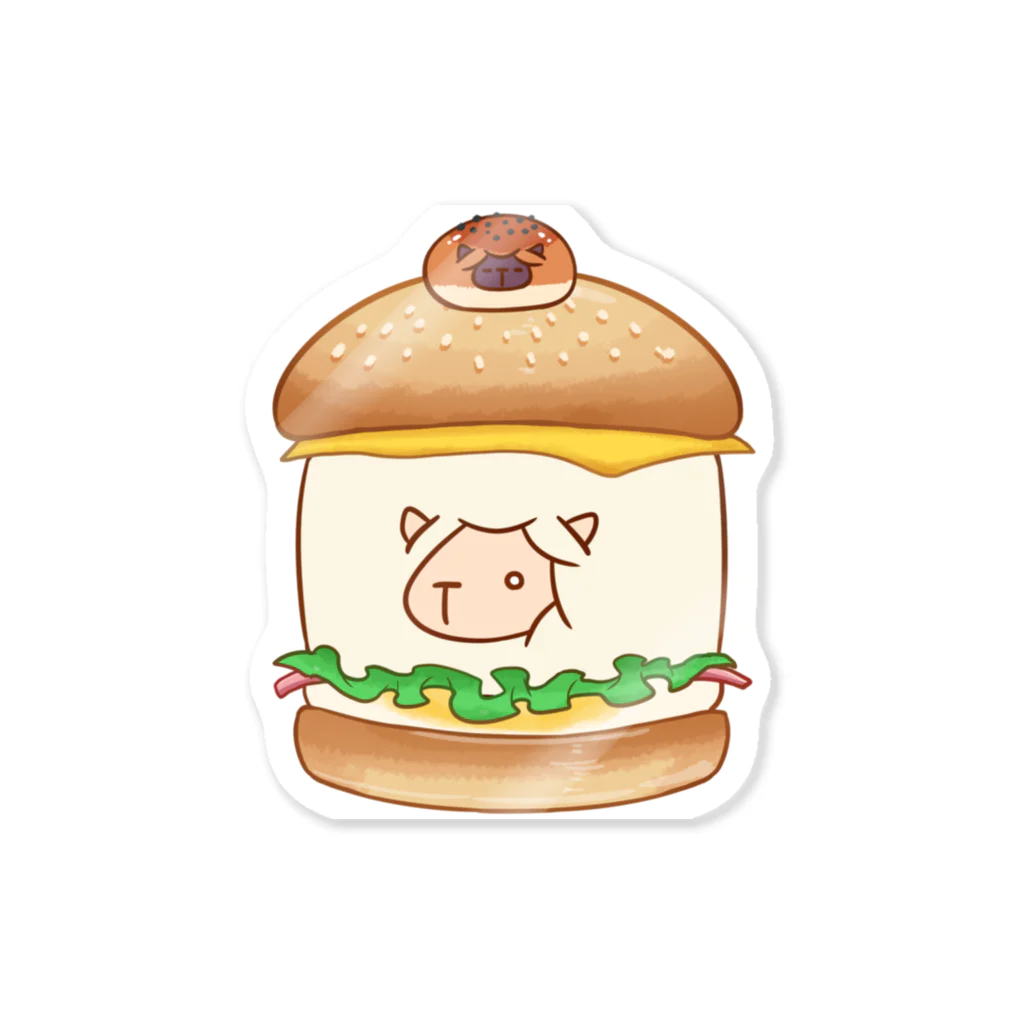 うメェ～ぱん屋さんのハンバーガー（しょっくぱん） Sticker