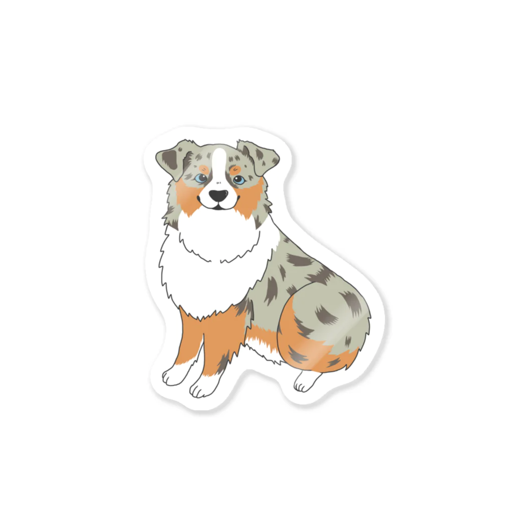 わんライフガーデンのOh my dog！ブルーマールなオーストラリアンシェパード(ブルーアイ) Sticker