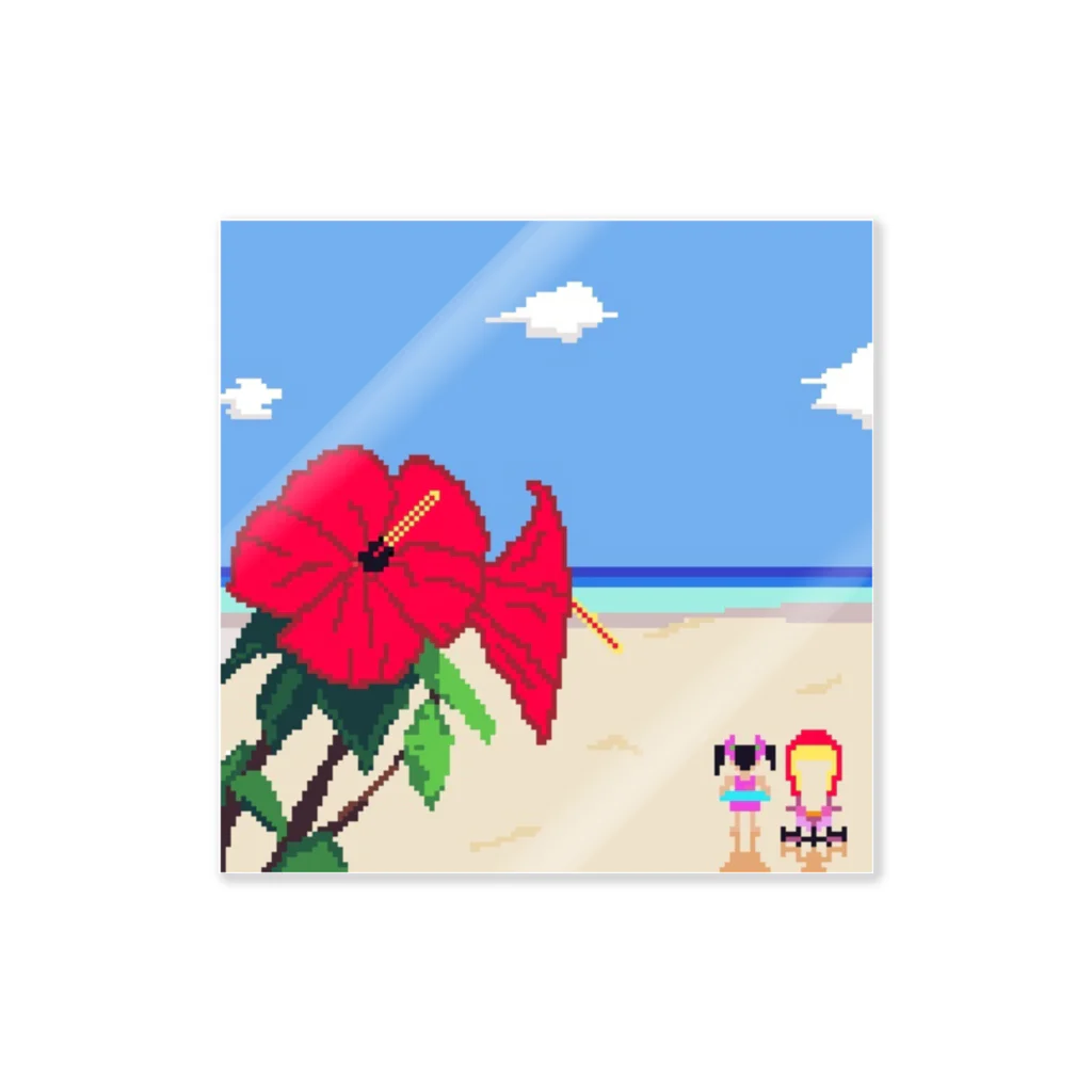 Ruru's worldのドット絵　ruruちゃん/三輪車でお散歩　海水浴編 Sticker