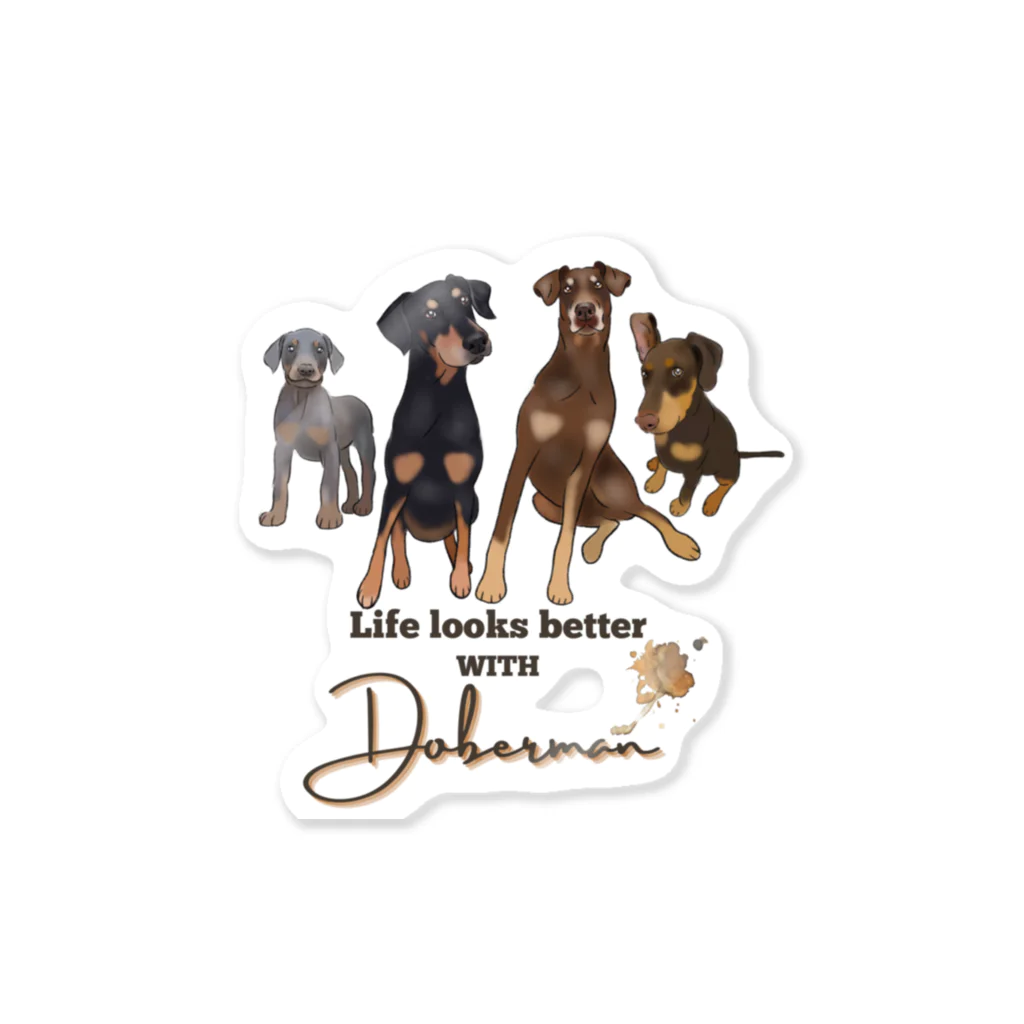 Blue Sky PupsのLife looks better with Doberman Sticker