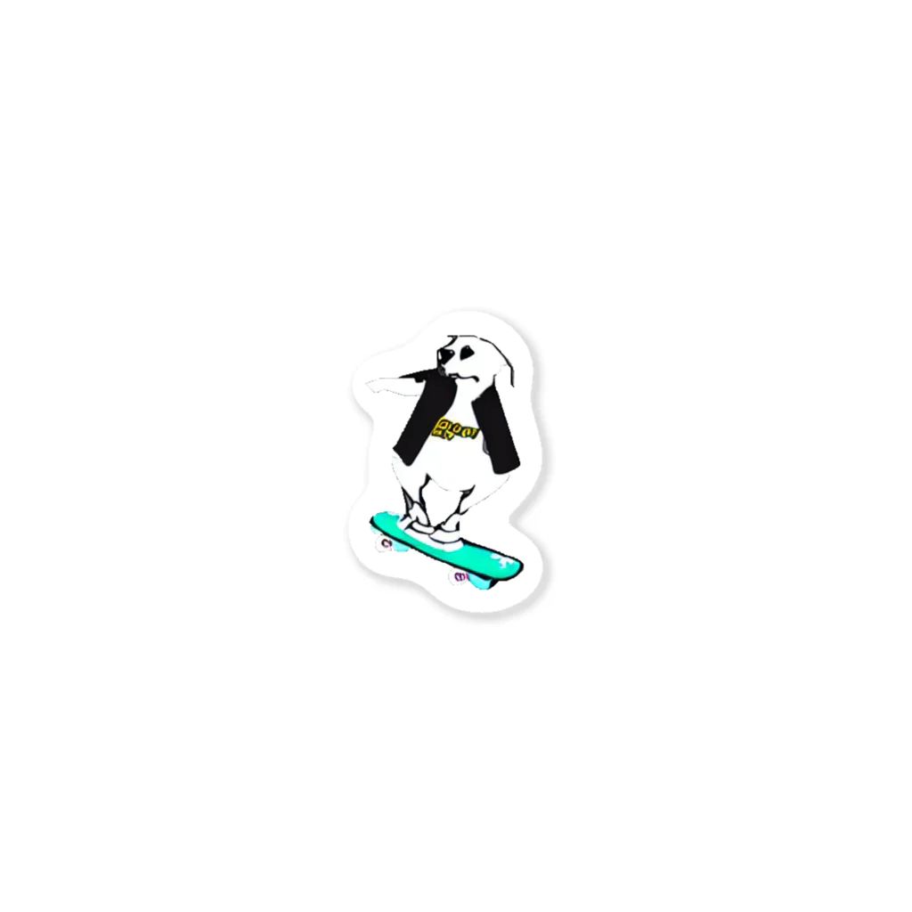 Rolling RetrieverのDog on skateboard ステッカー