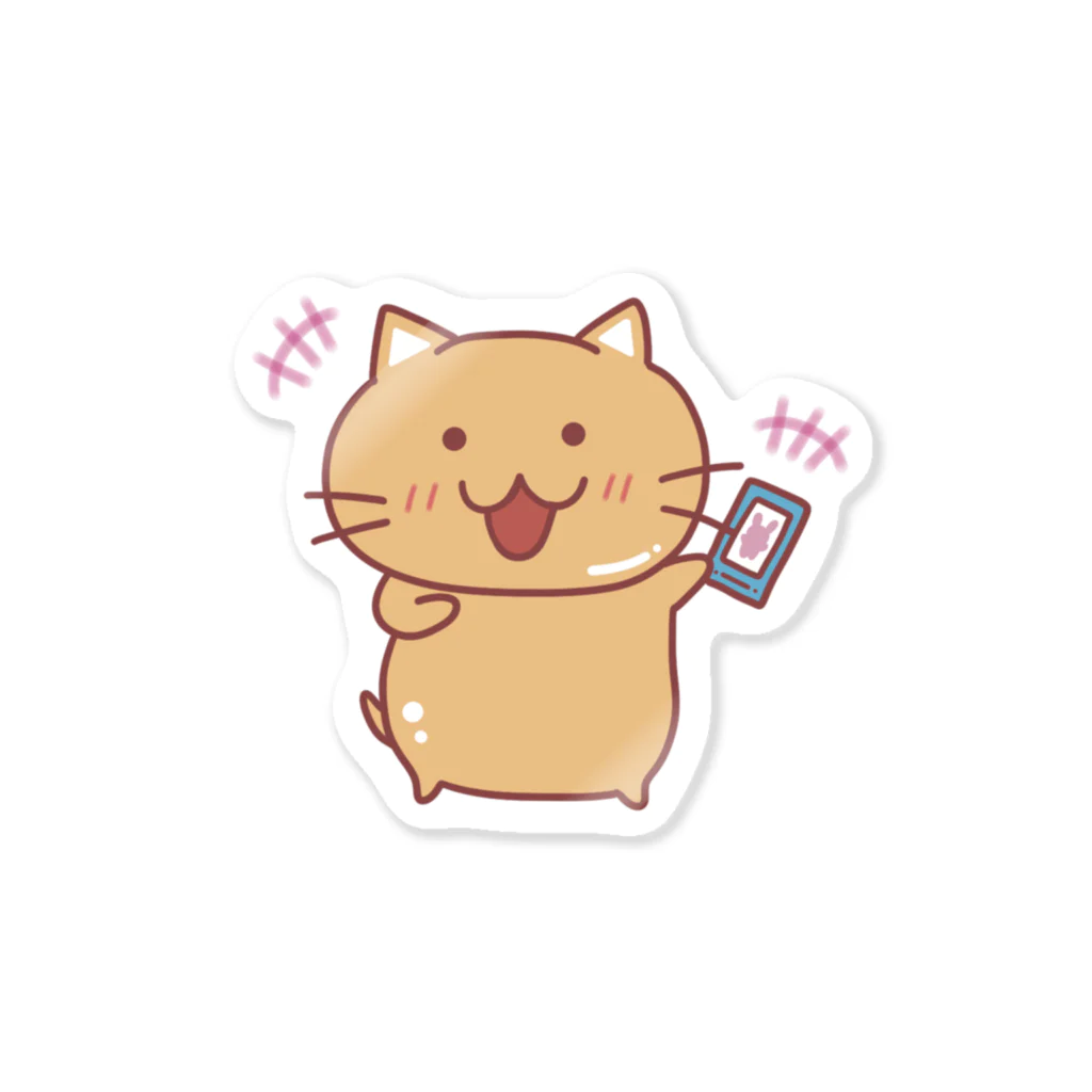 ふーせんあにまるはん🐰🐱のお電話楽しいなあ🐱🌟 ステッカー