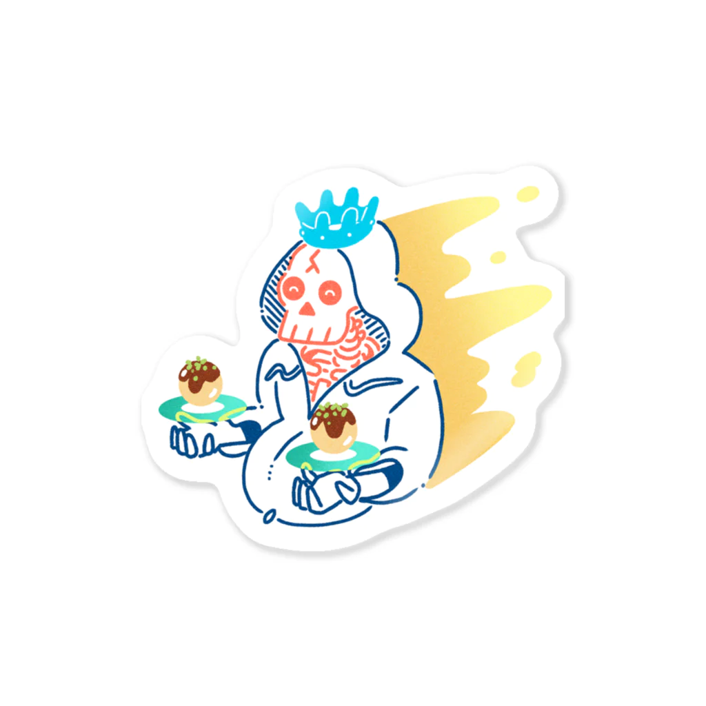 KEITA MIZUTANIのたこ焼きを運ぶドクロ Sticker