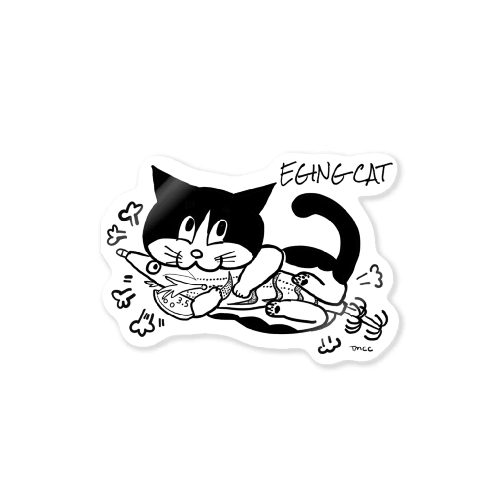 とんちゃんと猫のエギ猫 Sticker