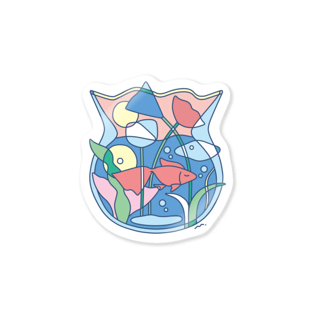 引ききき出し屋のぷかぷか金魚 Sticker