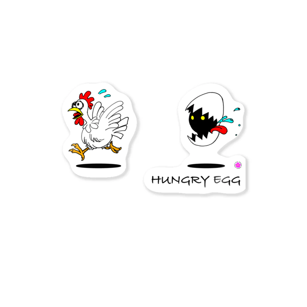 PLUM  VILLAGEの『Hungry egg』シリーズ・「逃げろ‼︎」 ステッカー