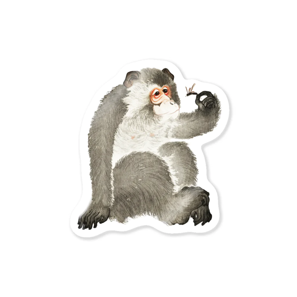MUGEN ARTの小原古邨　猿と蜻蛉（猿と虫）Ohara Koson / Monkey with insect Sticker