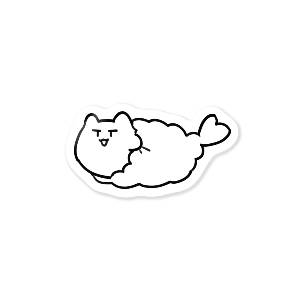 おてもと　はしらのまゆげねこ-えびふらい Sticker